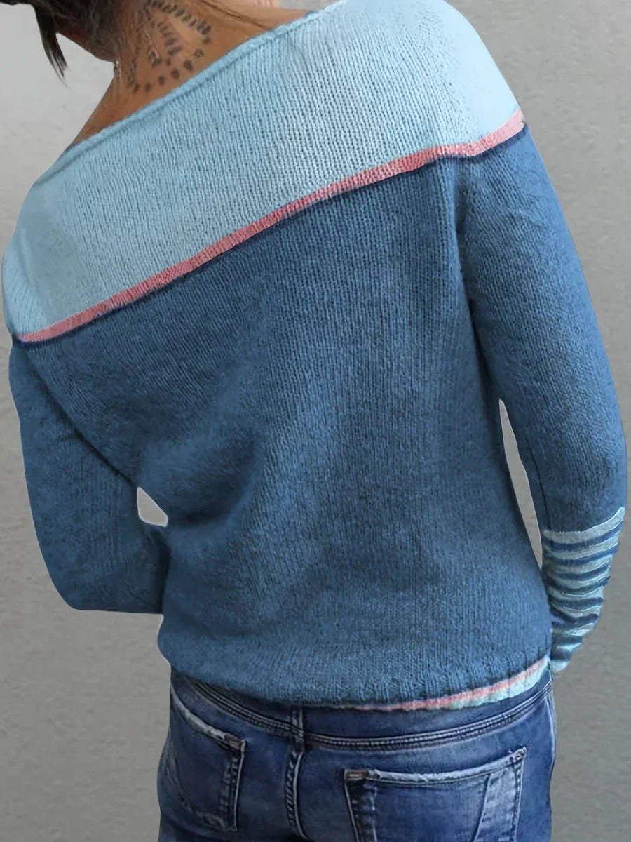 Clémence - Pull femme rayé, maille col rond
