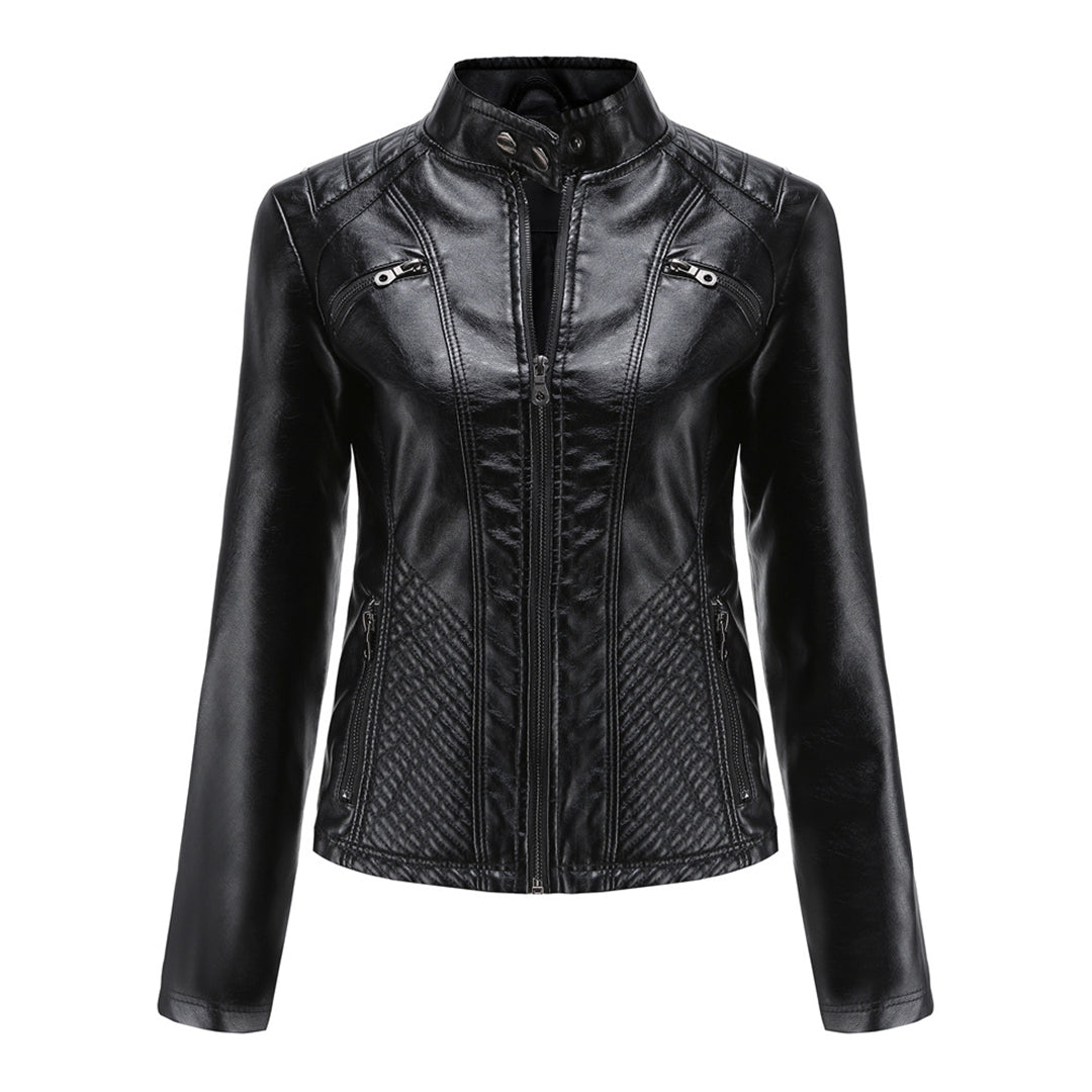 Margaux - Veste biker femme zippée, aspect cuir
