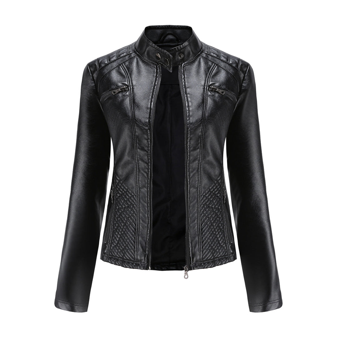 Margaux - Veste biker femme zippée, aspect cuir