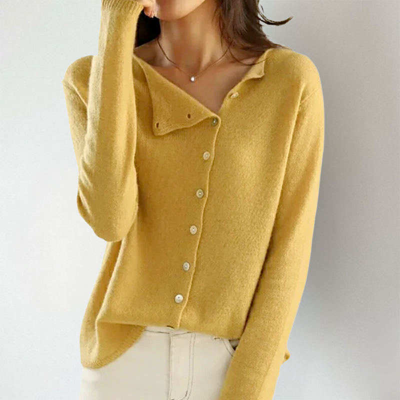 Victoire - Cardigan femme asymétrique, boutons