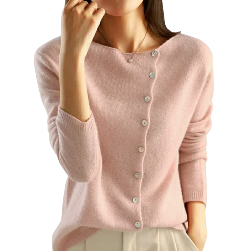 Victoire - Cardigan femme asymétrique, boutons