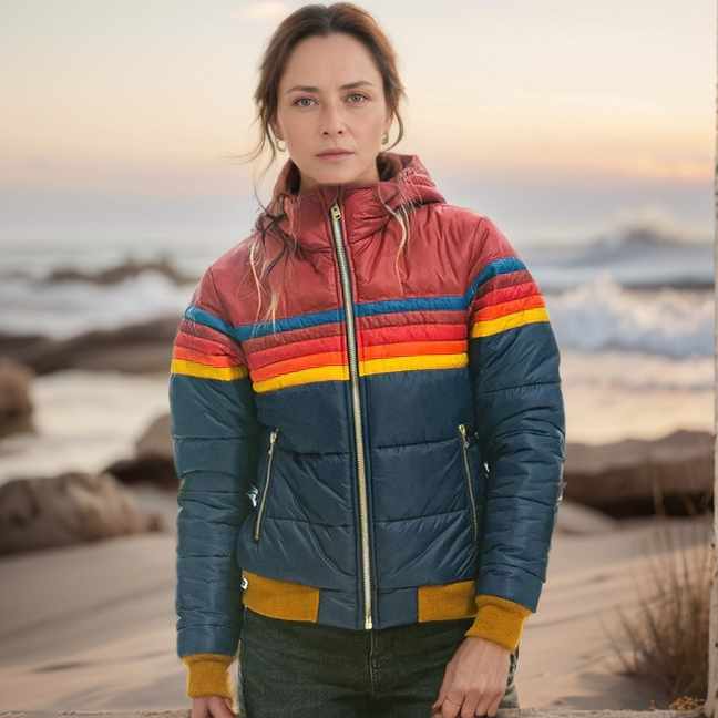 Camille - Doudoune color block femme, manteau d'hiver chaud