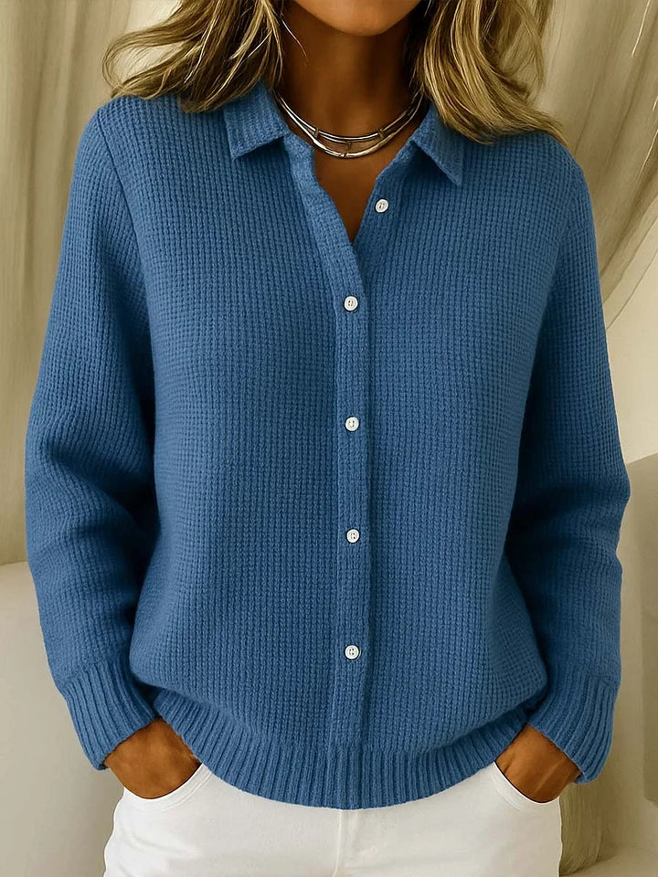 Blandine - Cardigan long femme, maille boutonnée