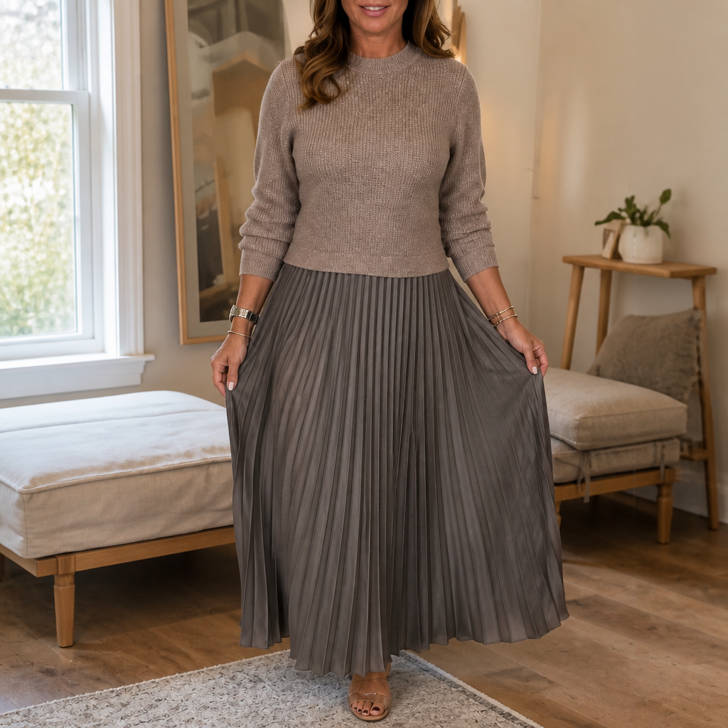 Camille | Robe Femme Maxi Plissée à Buste Effet Pull-over