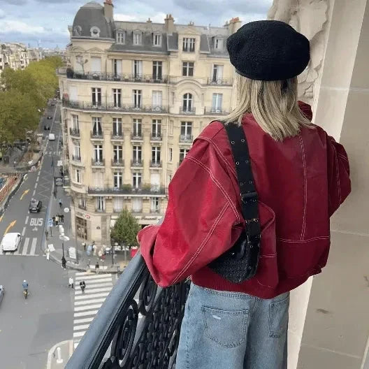 Louise - Blouson bomber femme oversize, coutures contrastées