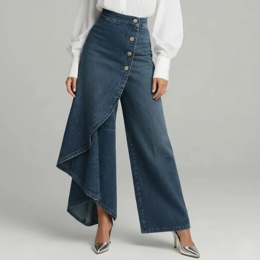 Lucie - Jean femme large, portefeuille asymétrique