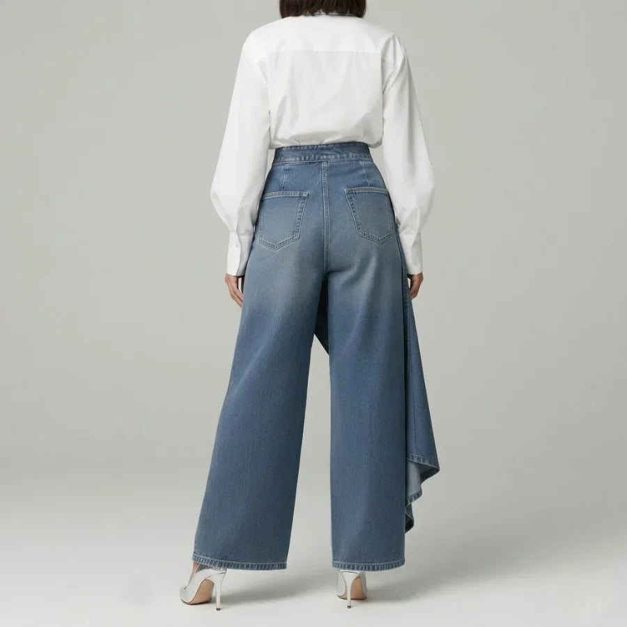 Lucie - Jean femme large, portefeuille asymétrique