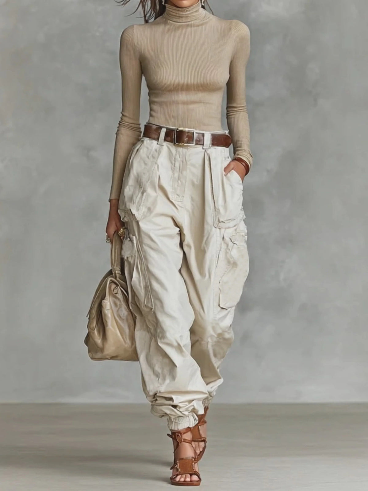 Élise - Pantalon parachute femme cargo, chevilles resserrées