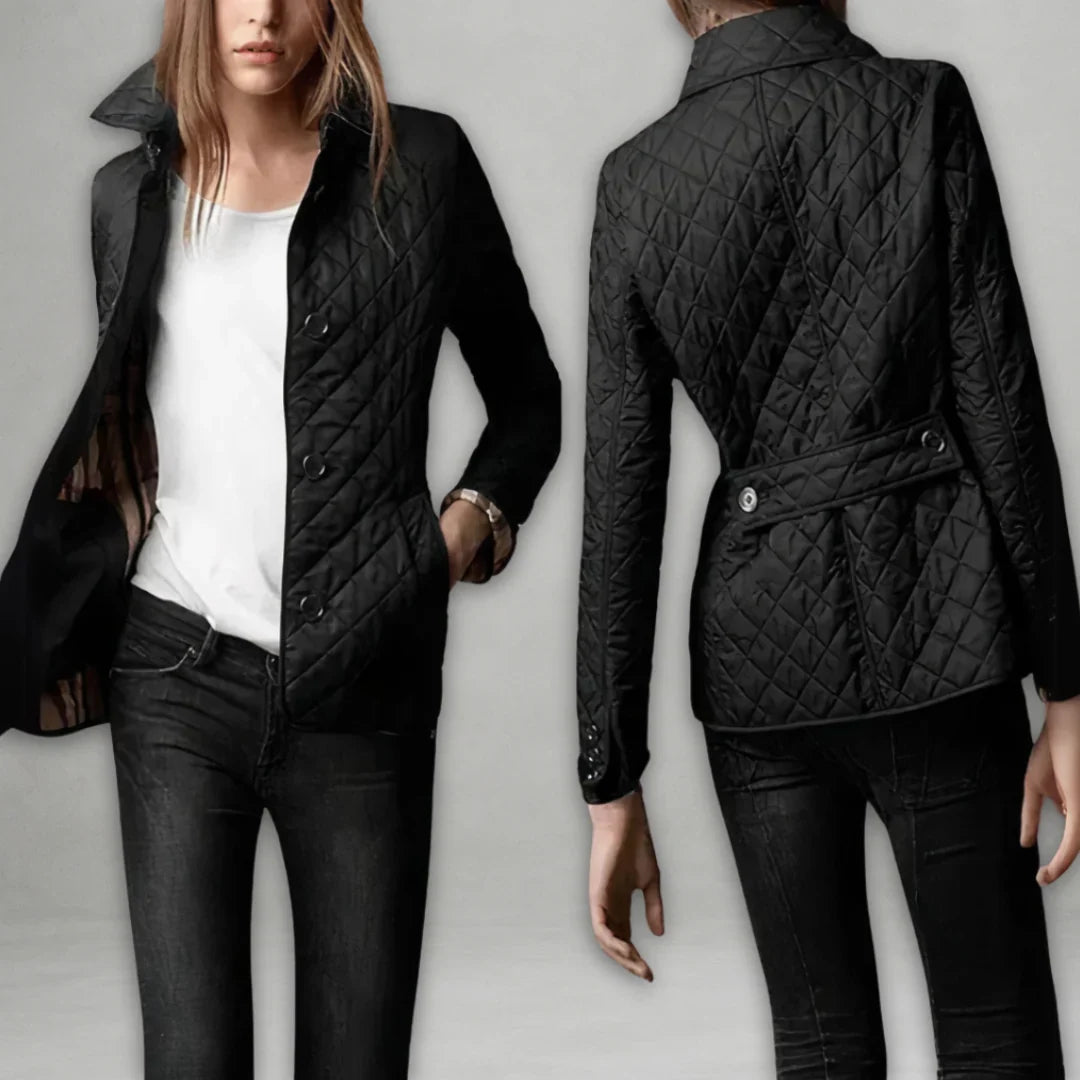 Camille - Veste matelassée femme boutonnée, motif losange
