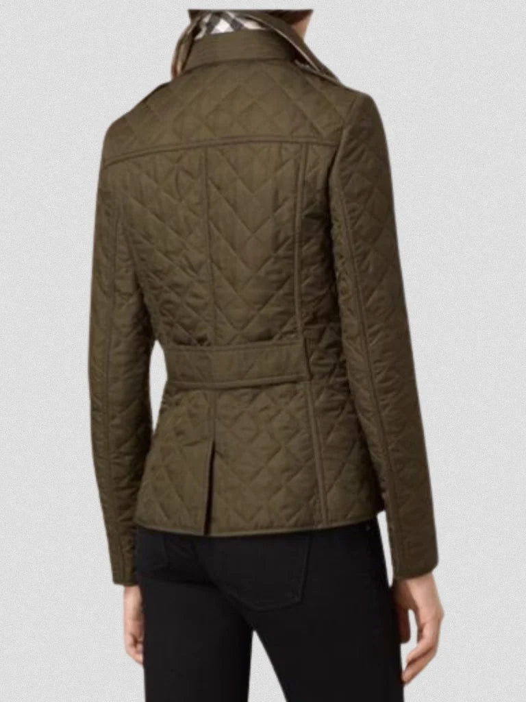 Camille - Veste matelassée femme boutonnée, motif losange