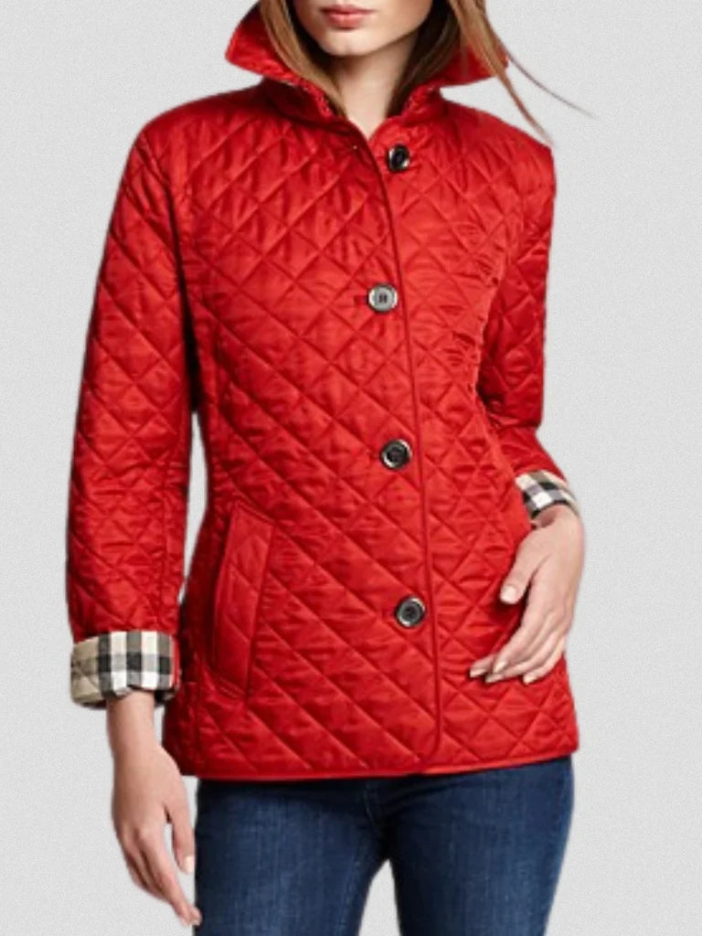 Camille - Veste matelassée femme boutonnée, motif losange