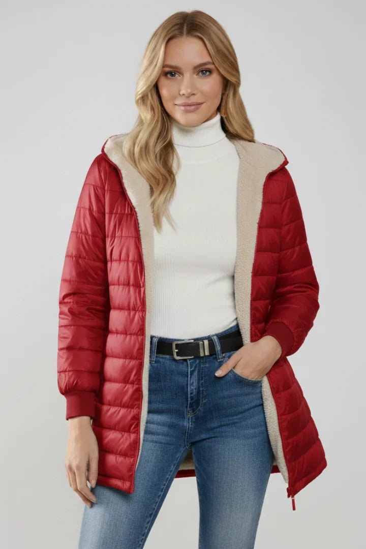 Roxane - Veste matelassée femme à capuche, zippée et doublée