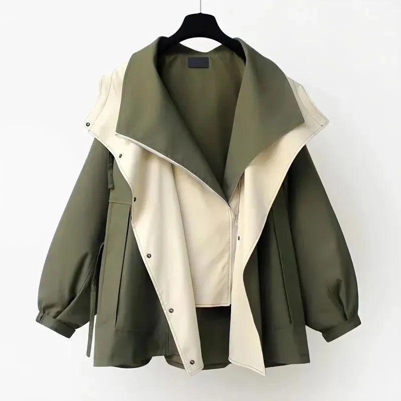 Margaux - Veste imperméable femme double épaisseur, taille à cordon