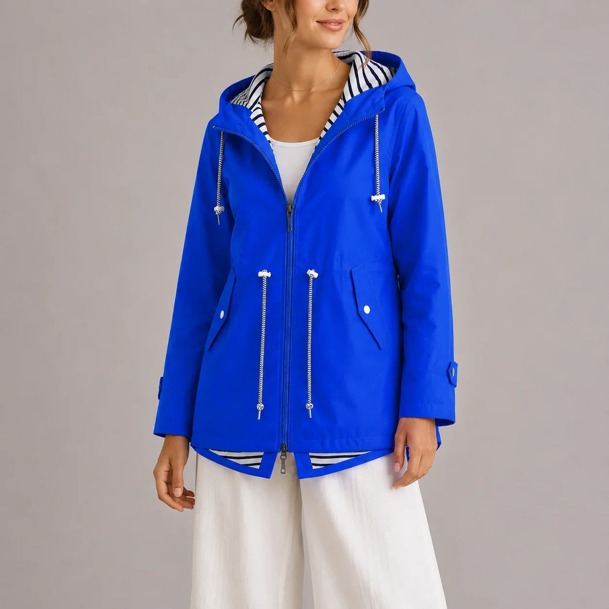 Juliette - Parka imperméable femme à capuche, cordon de serrage