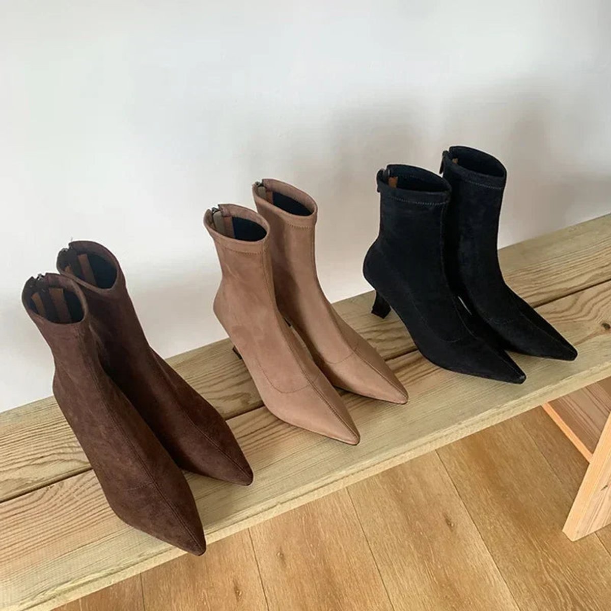 Solène - Bottines chaussettes femme, petit talon