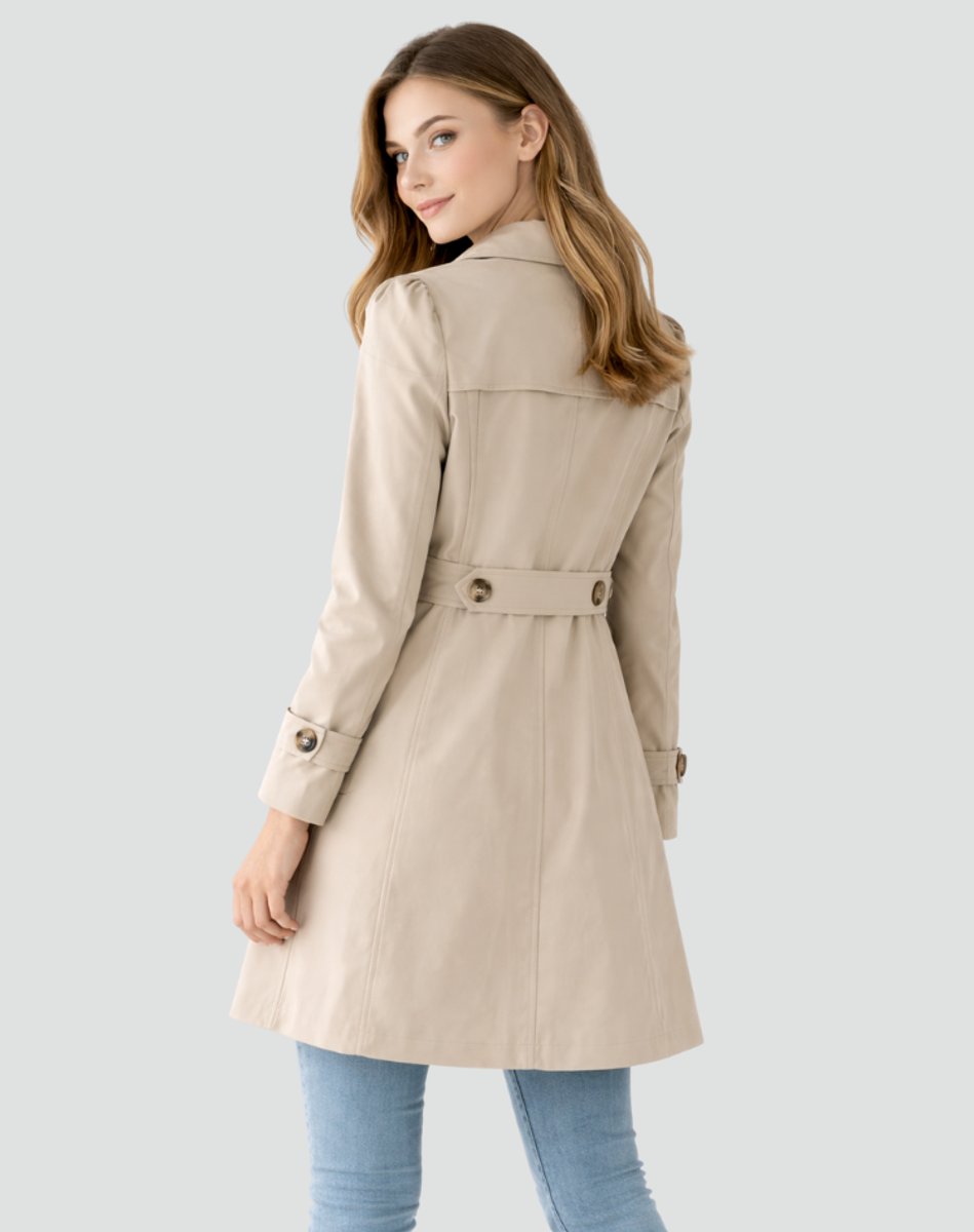 Sixtine - Trench mi-long femme cintré, double boutonnage