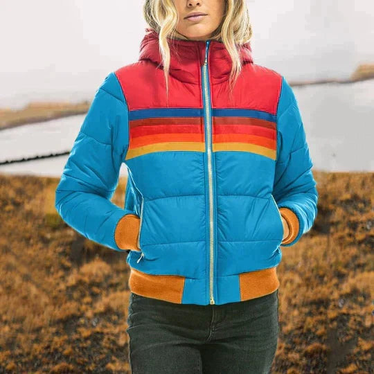 Camille - Doudoune color block femme, manteau d'hiver chaud