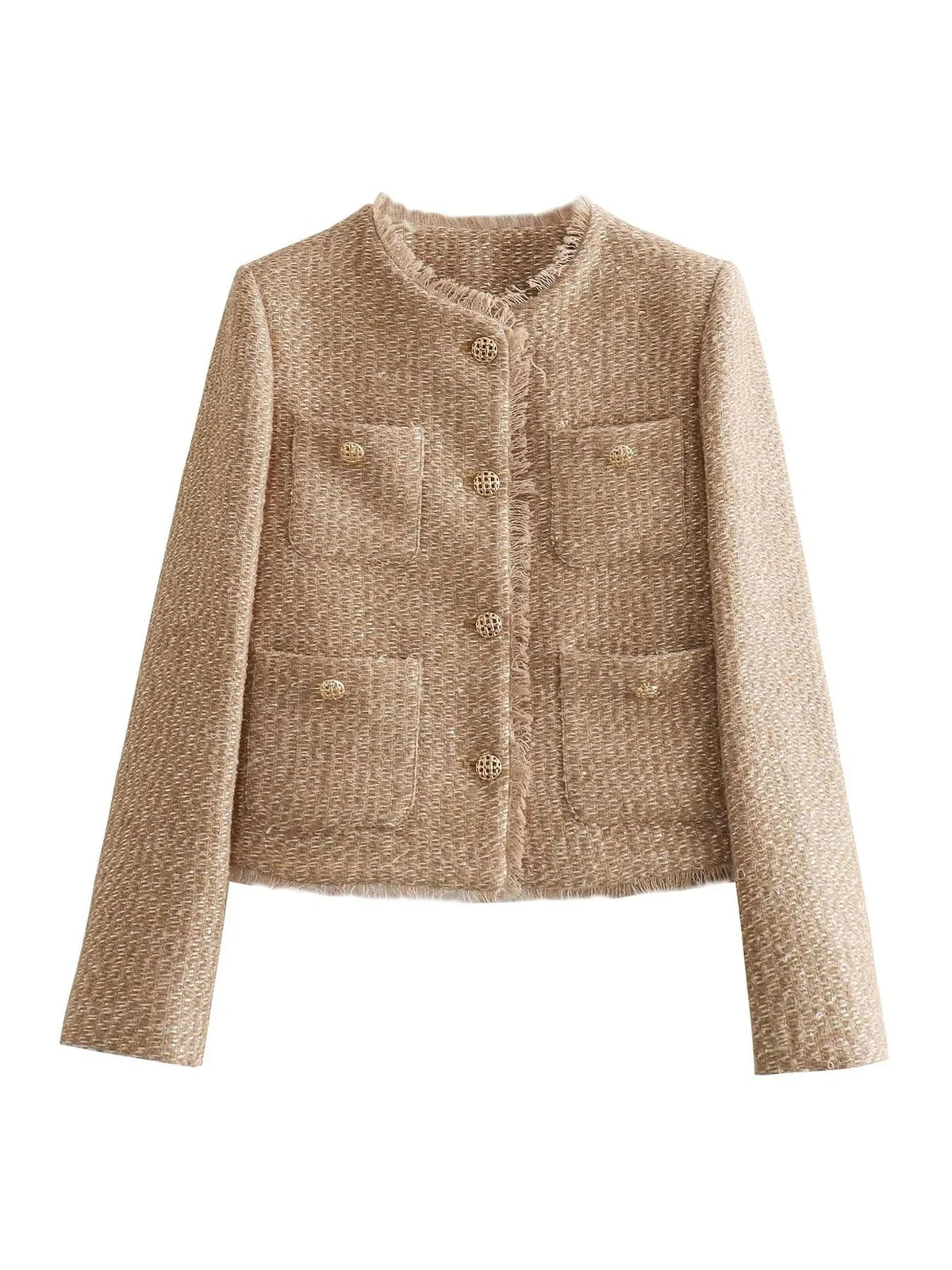 Capucine - Veste blazer femme en tweed, coupe courte boutonnée