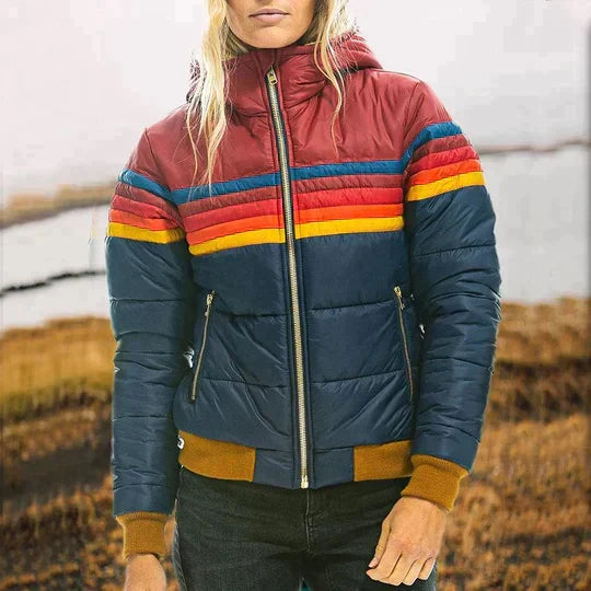 Camille - Doudoune color block femme, manteau d'hiver chaud