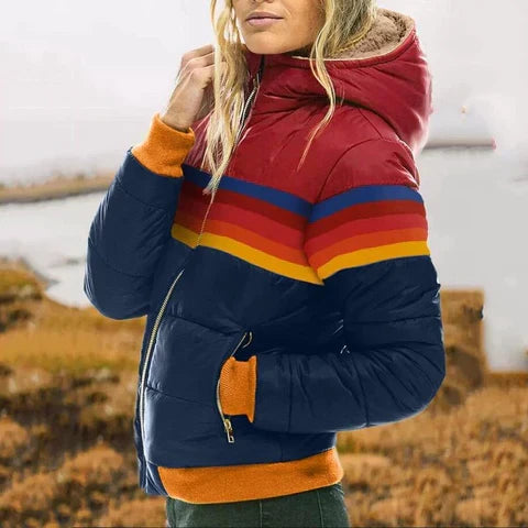 Camille - Doudoune color block femme, manteau d'hiver chaud