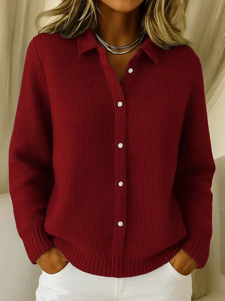 Blandine - Cardigan long femme, maille boutonnée