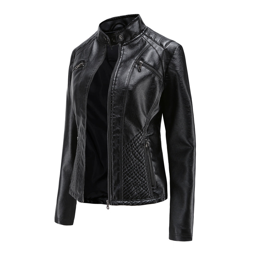 Margaux - Veste biker femme zippée, aspect cuir