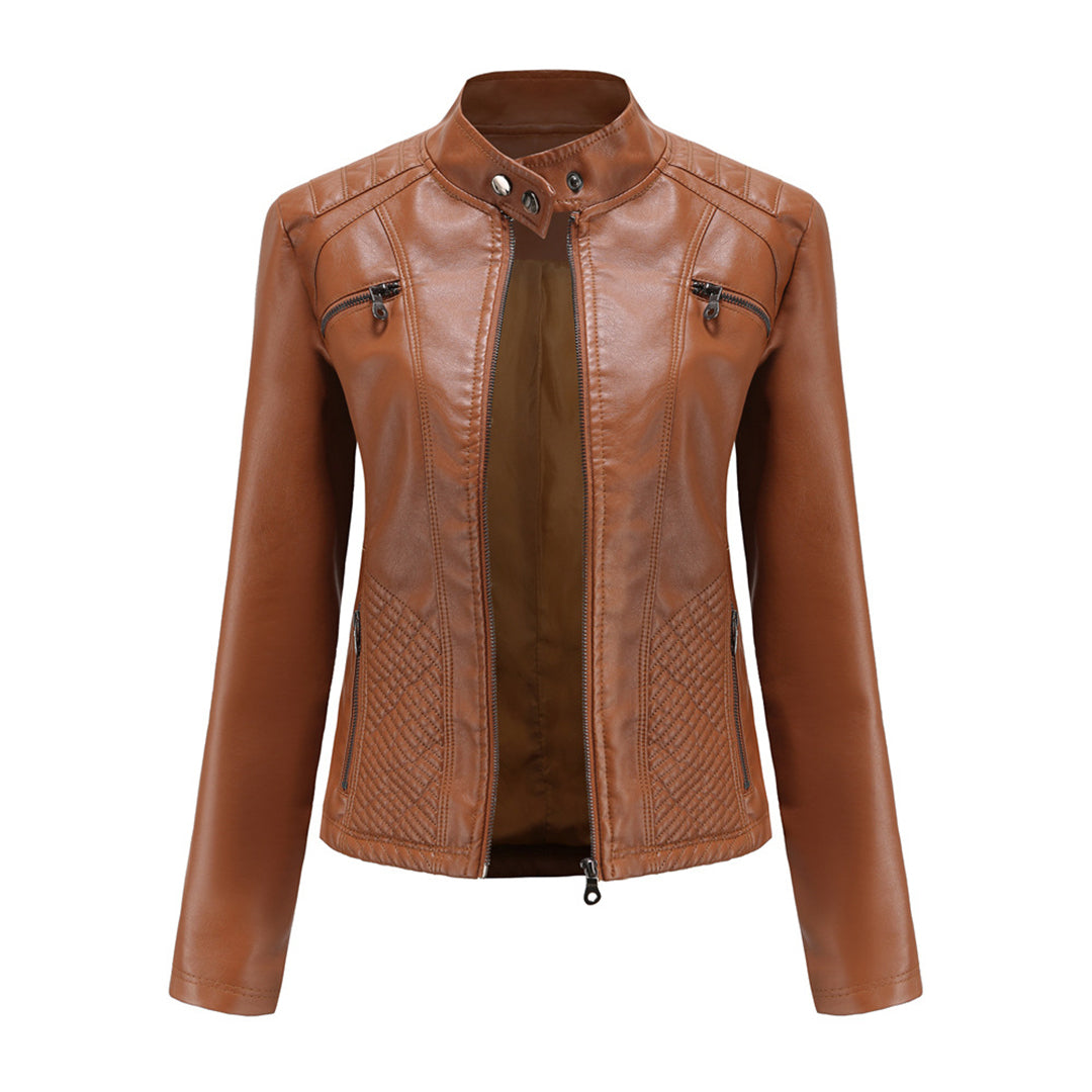 Margaux - Veste biker femme zippée, aspect cuir