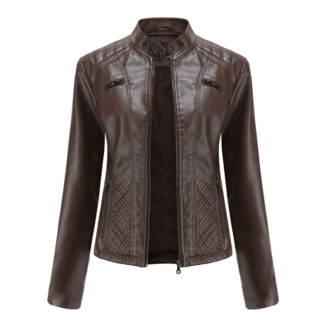 Margaux - Veste biker femme zippée, aspect cuir