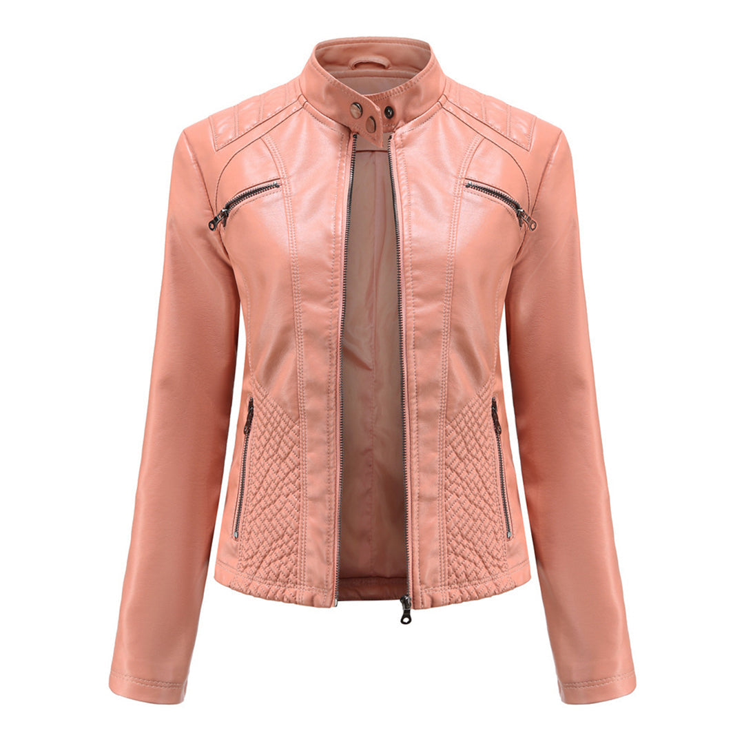 Margaux - Veste biker femme zippée, aspect cuir