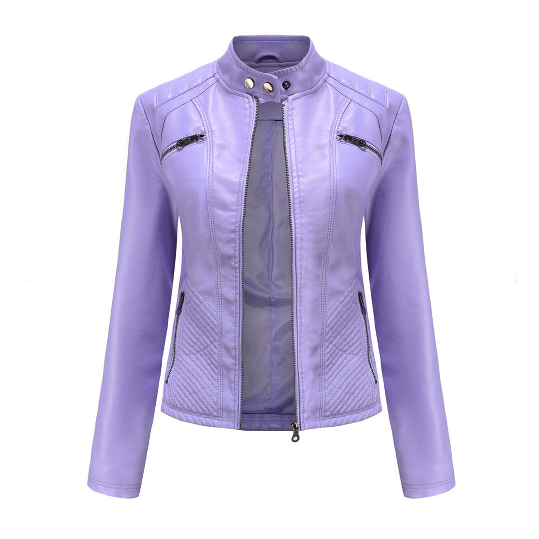 Margaux - Veste biker femme zippée, aspect cuir