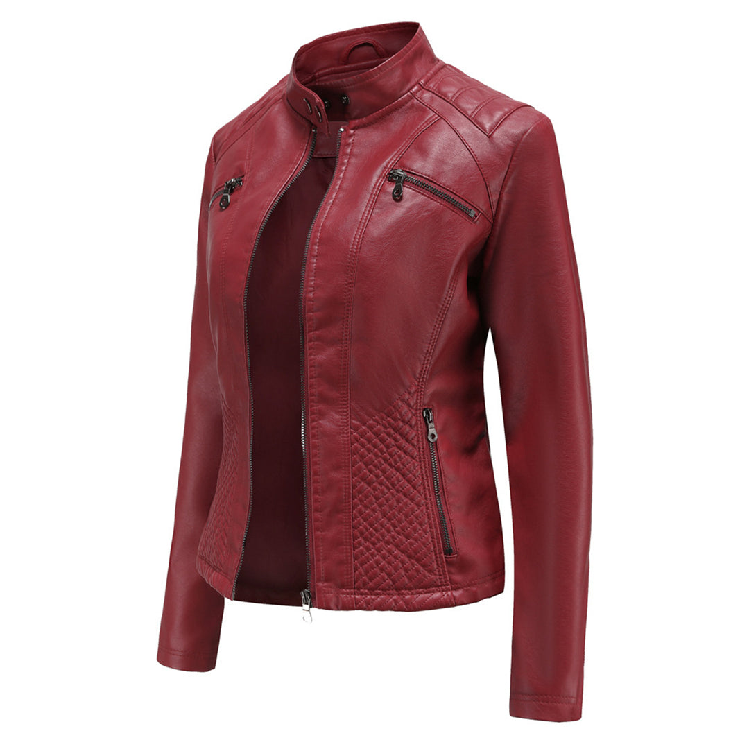 Margaux - Veste biker femme zippée, aspect cuir