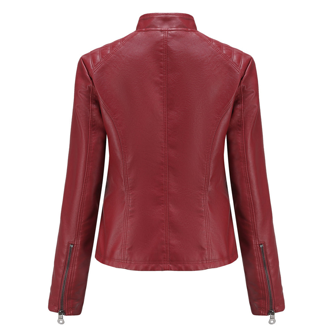 Margaux - Veste biker femme zippée, aspect cuir