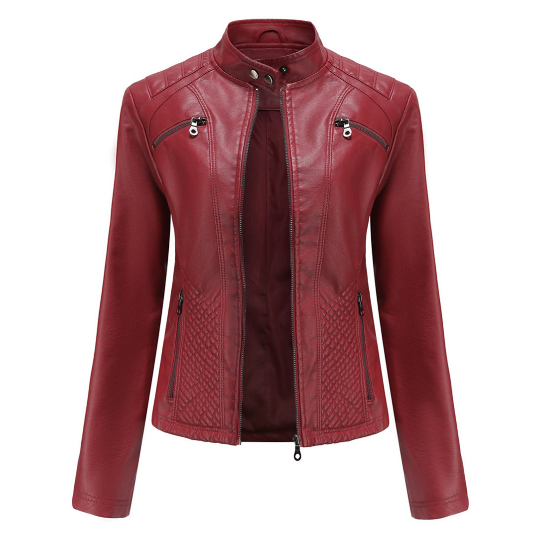Margaux - Veste biker femme zippée, aspect cuir