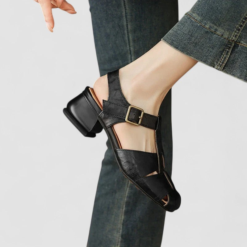Marine - Sandales Mary Jane femme, talon bloc