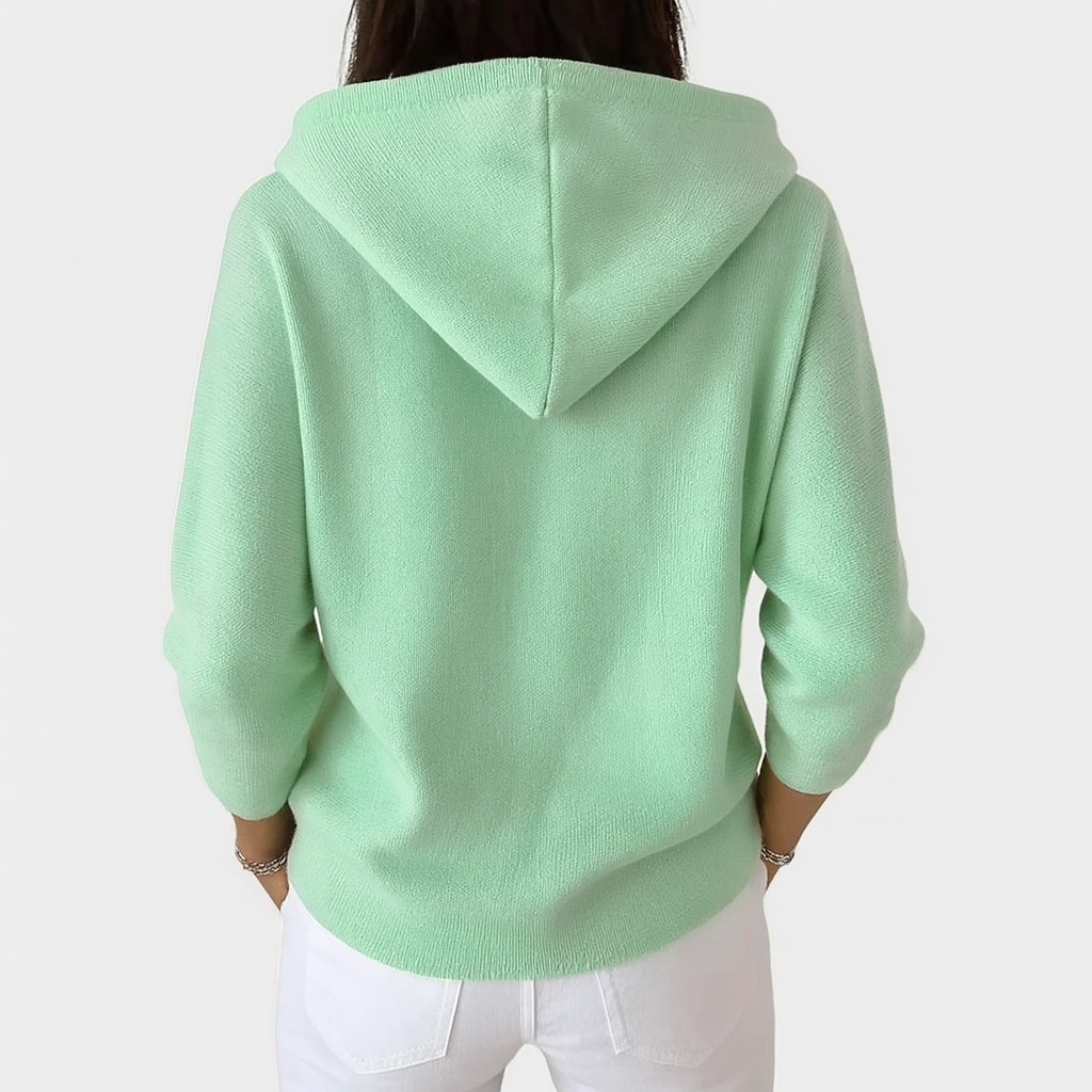 Laure - Cardigan femme à capuche, boutons