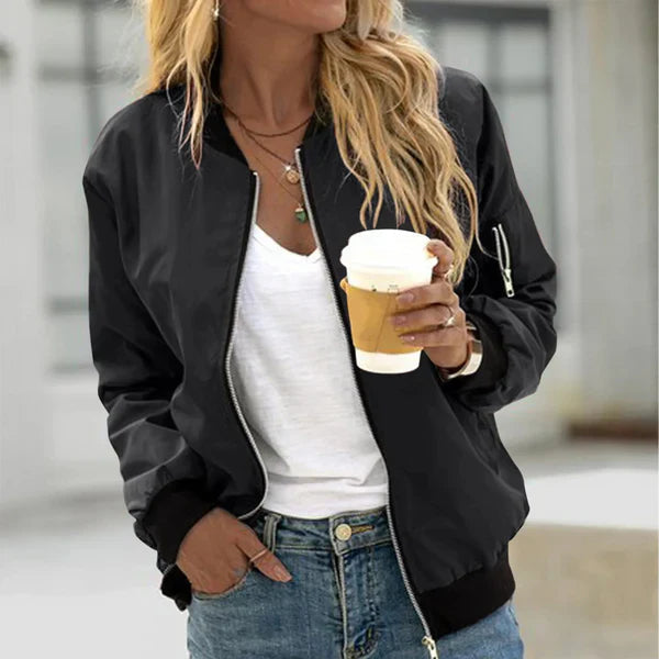 Doris - Blouson bomber femme zippé, poignets côtelés