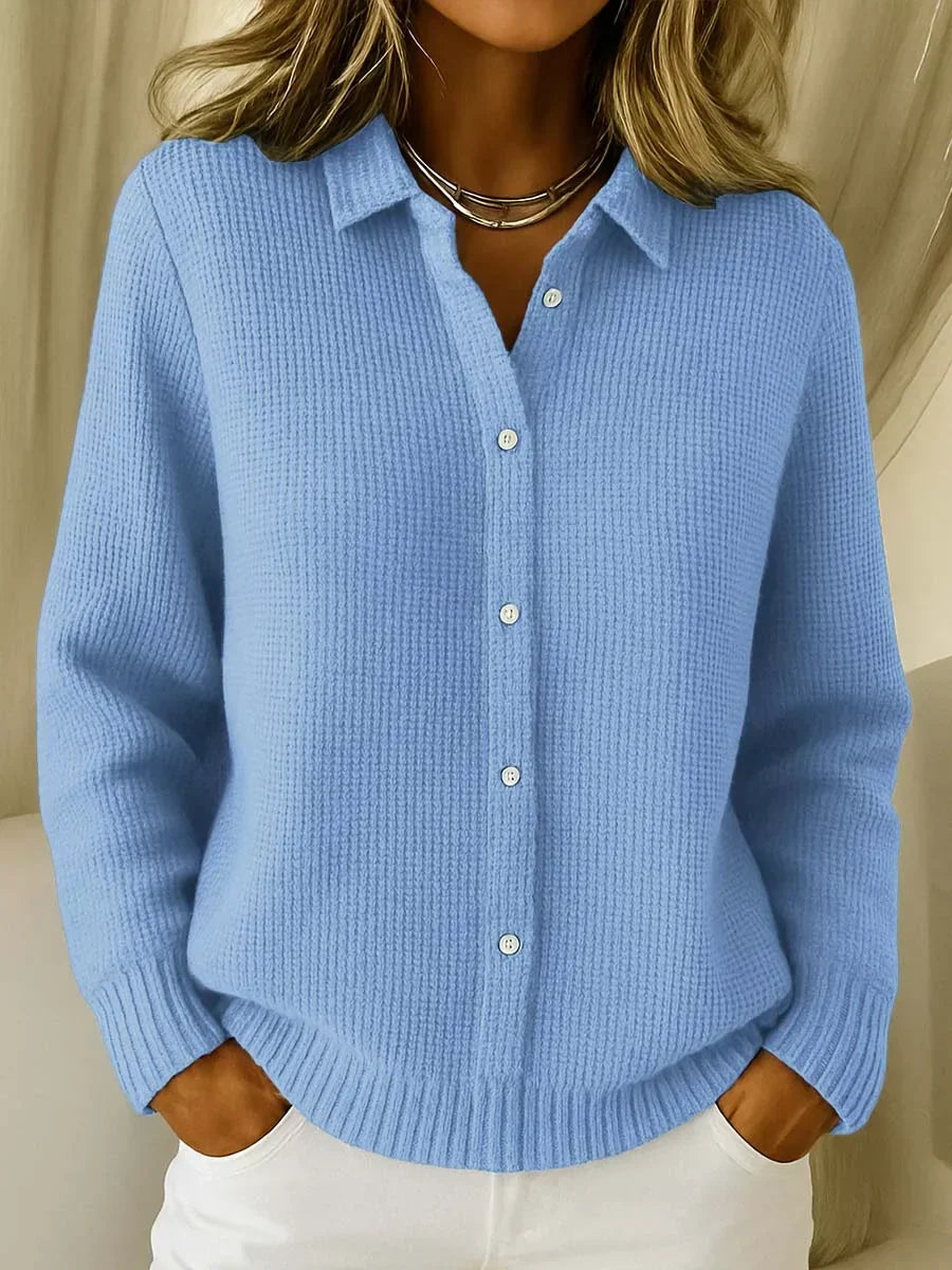 Blandine - Cardigan long femme, maille boutonnée
