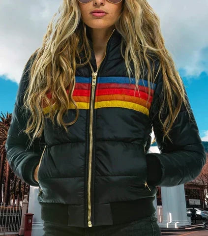 Camille - Doudoune color block femme, manteau d'hiver chaud