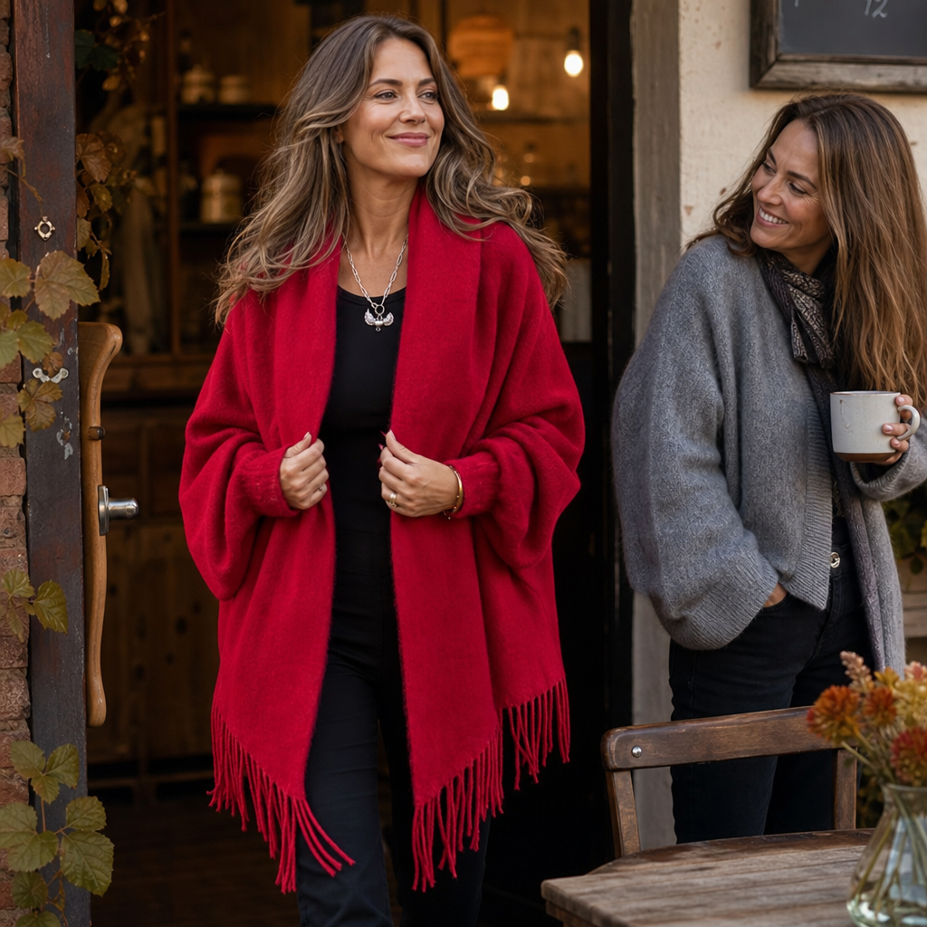 Céleste | Manteau drapé à col châle et devant ouvert