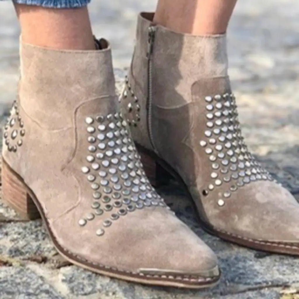 Charlotte - Bottines femme cloutées, talon épais
