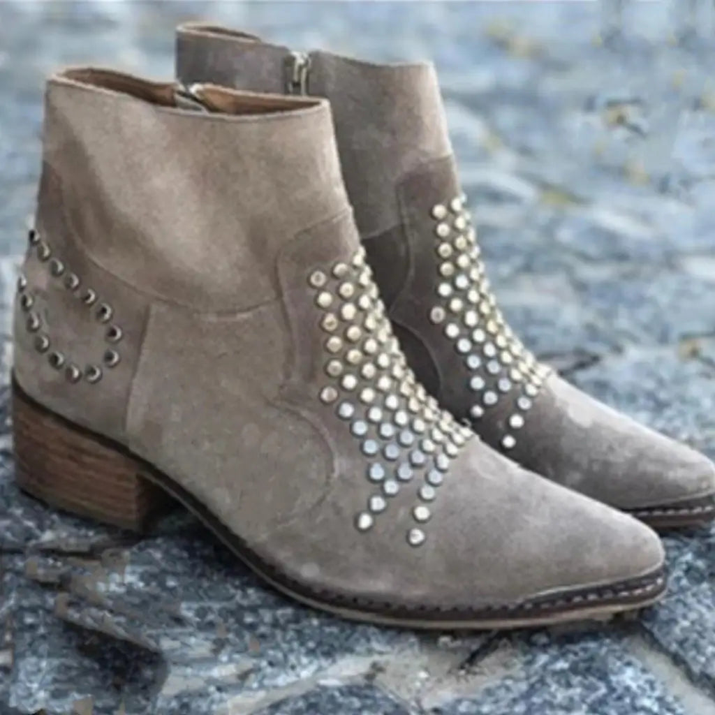 Charlotte - Bottines femme cloutées, talon épais