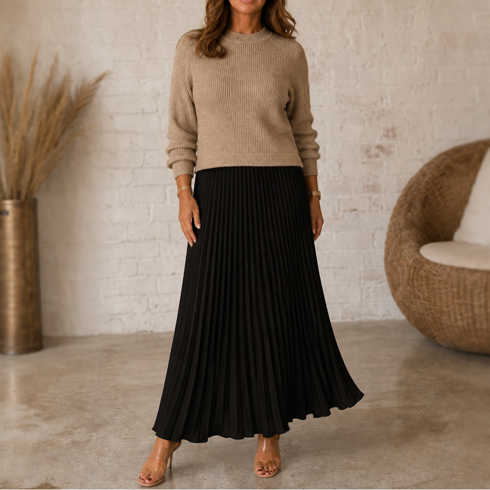 Camille | Robe Femme Maxi Plissée à Buste Effet Pull-over