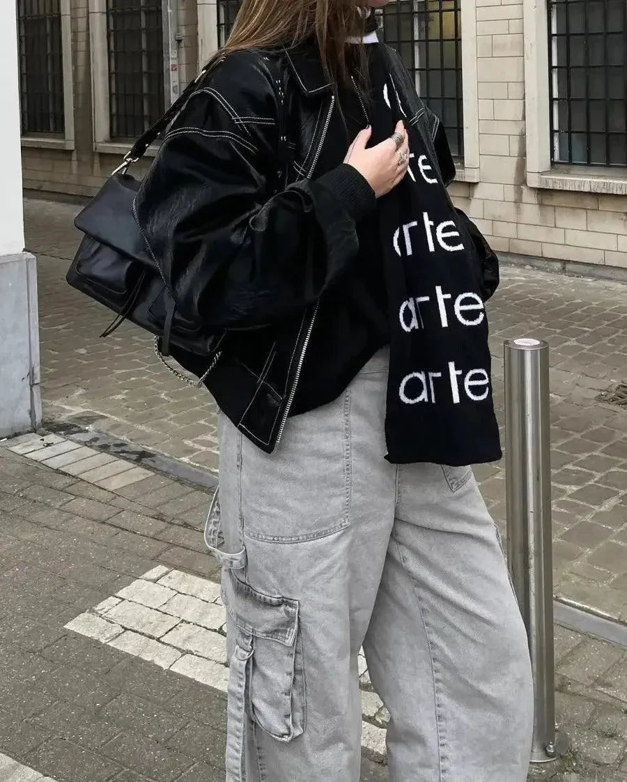 Louise - Blouson bomber femme oversize, coutures contrastées