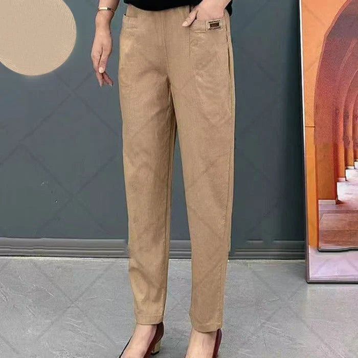 Louise - Pantalon chino femme fuselé, taille élastiquée