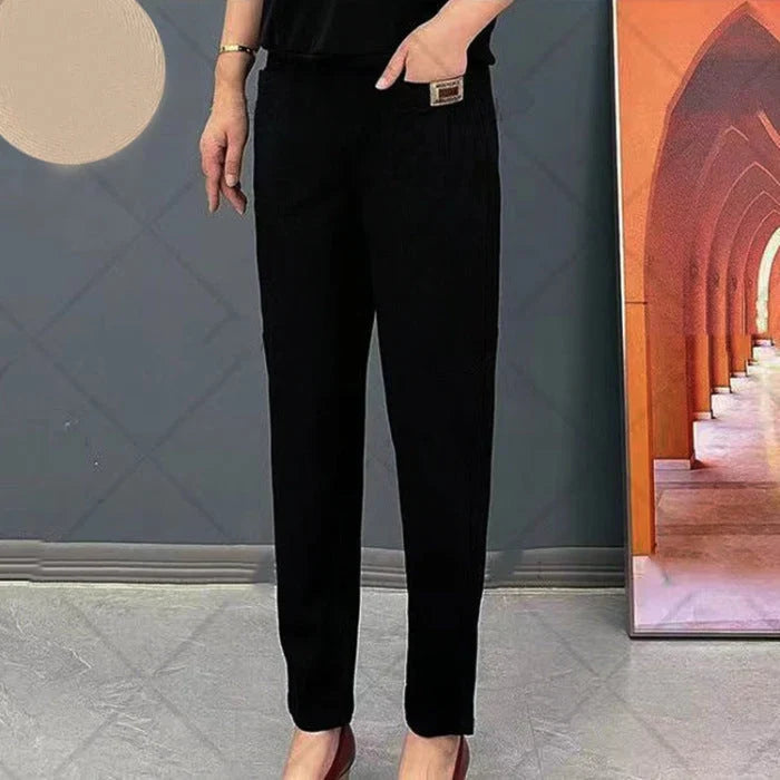 Louise - Pantalon chino femme fuselé, taille élastiquée