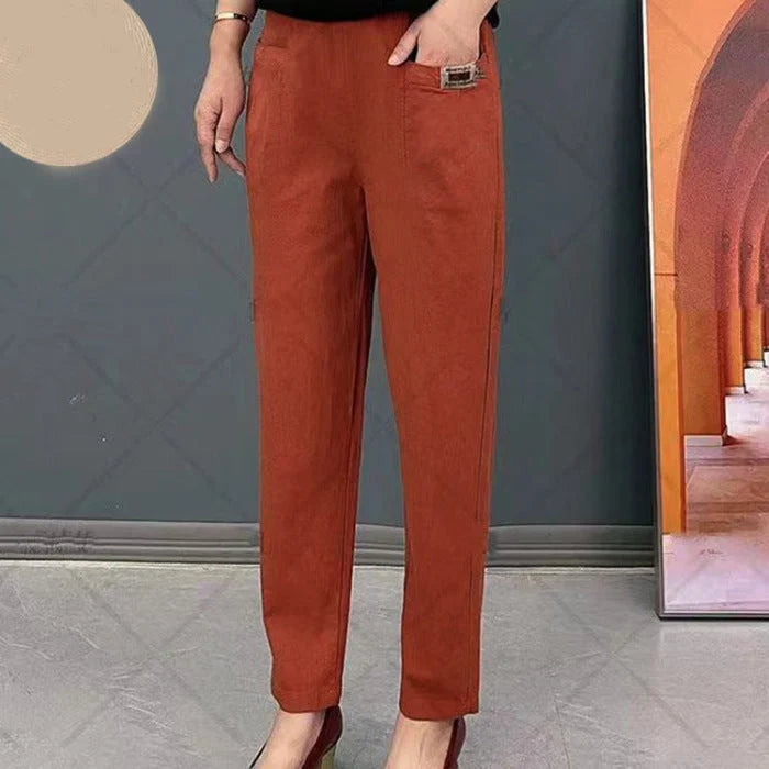 Louise - Pantalon chino femme fuselé, taille élastiquée