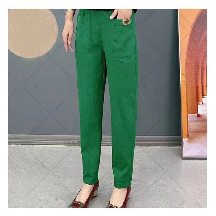 Louise - Pantalon chino femme fuselé, taille élastiquée