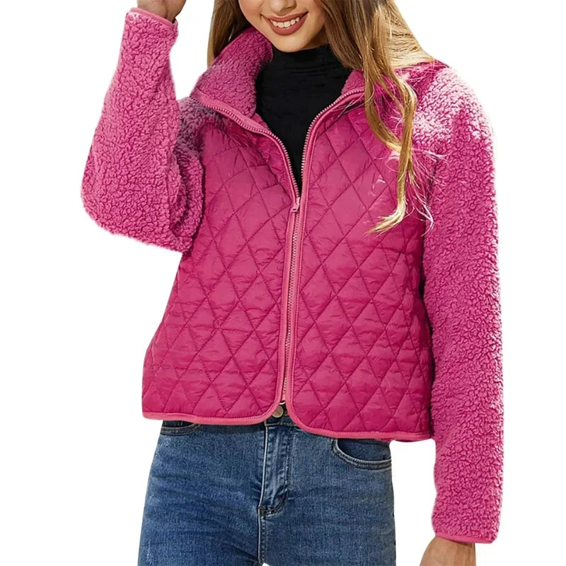 Hélène - Veste sherpa matelassée femme, zip intégral