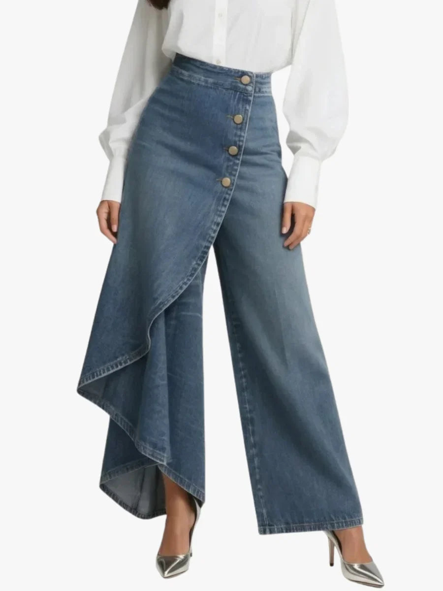 Lucie - Jean femme large, portefeuille asymétrique