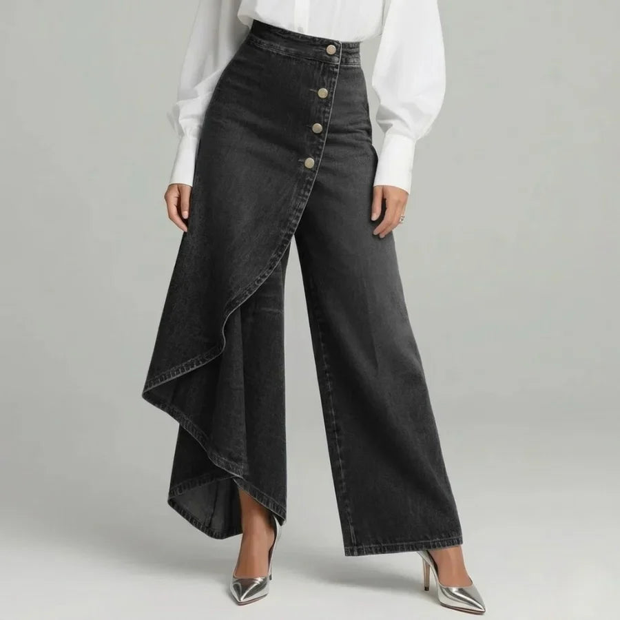 Lucie - Jean femme large, portefeuille asymétrique
